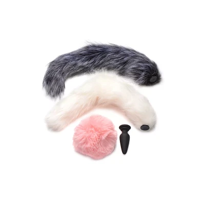 Butt Plug with 3 Tail Attachments