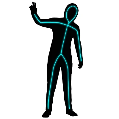 Adult Light-Up EL Wire Blue Stick Figure Plus Size Costume