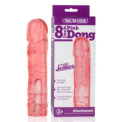 Vac-U-Lock Pink Dong Crystal Jellies Dildo - 8 Inch