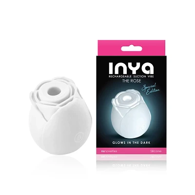Glow in the Dark 10-Function Rechargeable Rose Clitoral Vibrator - 2.6 Inch