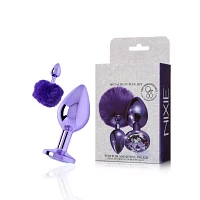 Purple Pom Pom Metal Butt Plug Set - Nixie