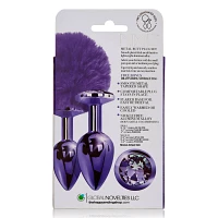 Purple Pom Pom Metal Butt Plug Set - Nixie