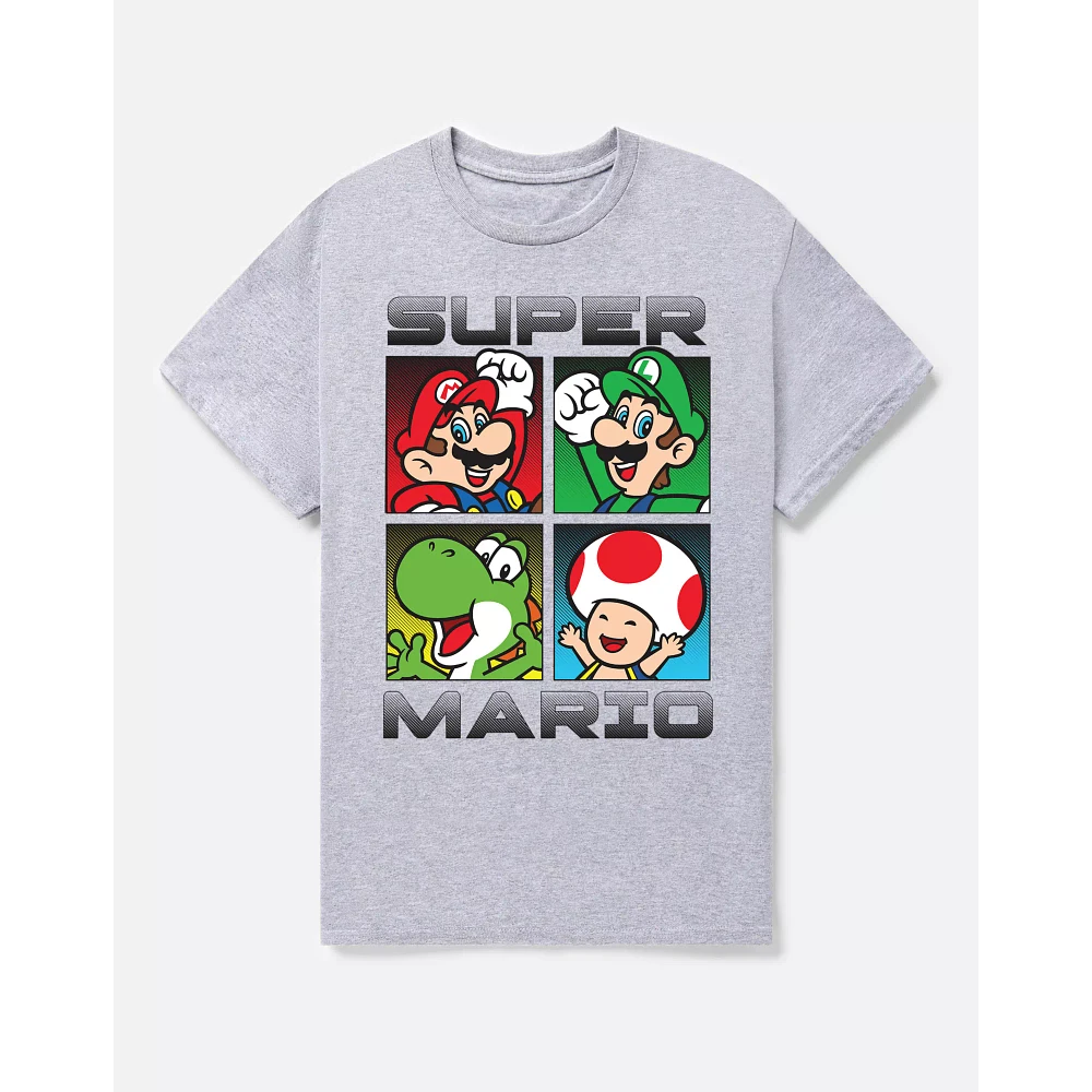 Gray Super Mario Bros. T Shirt