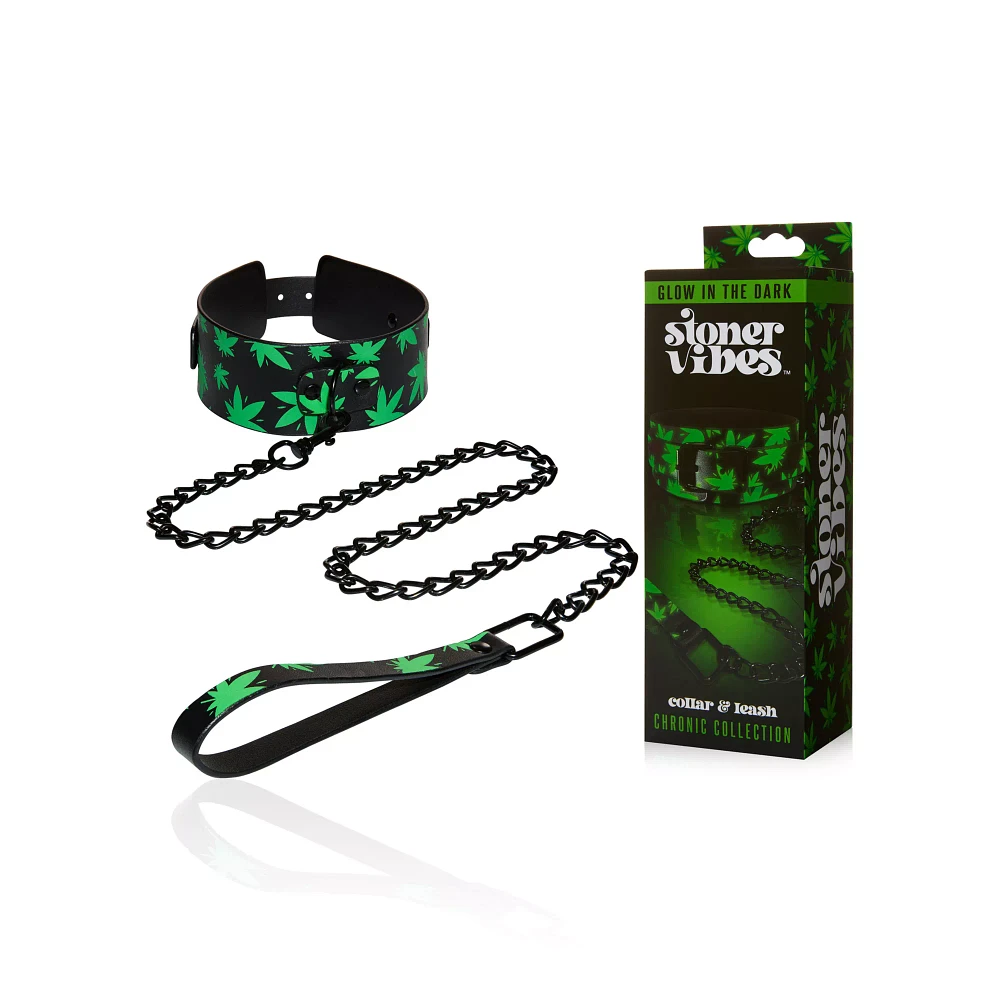 Stoner Vibes Glow in the Dark Collar and Leash