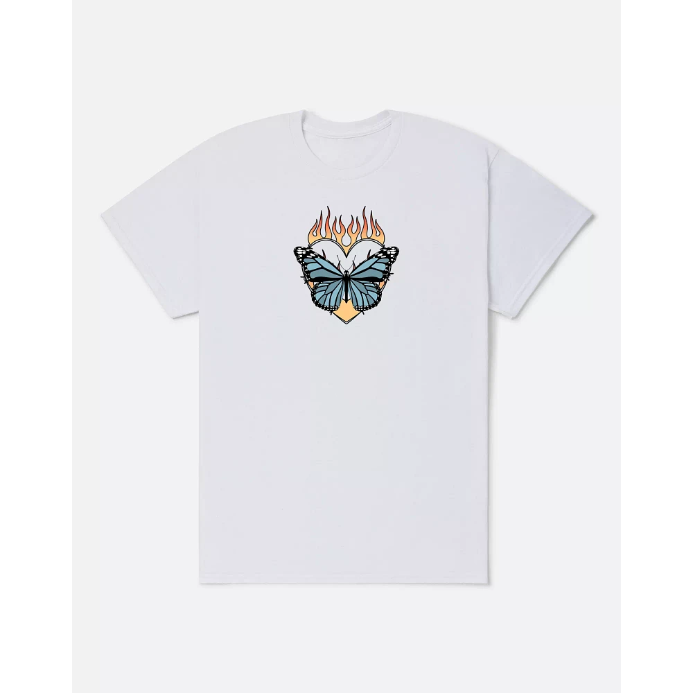 Flaming Butterfly Heart T Shirt