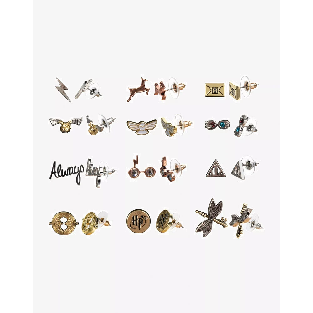 Multi-Pack Hogwarts Fashion Earrings 12 Pair - Harry Potter