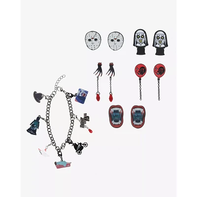Multi-Pack 13 Days of Classic Horror Charm Bracelet and Earrings 6 Pack - Warner Bros. Horror