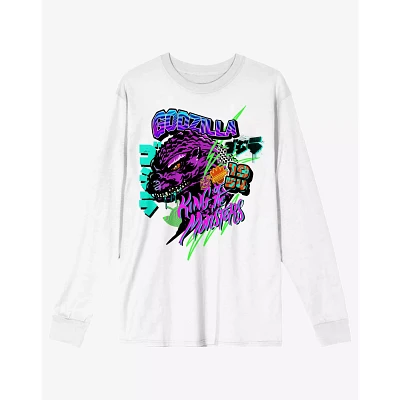 Godzilla King of Monsters Retro Graffiti Long Sleeve T Shirt