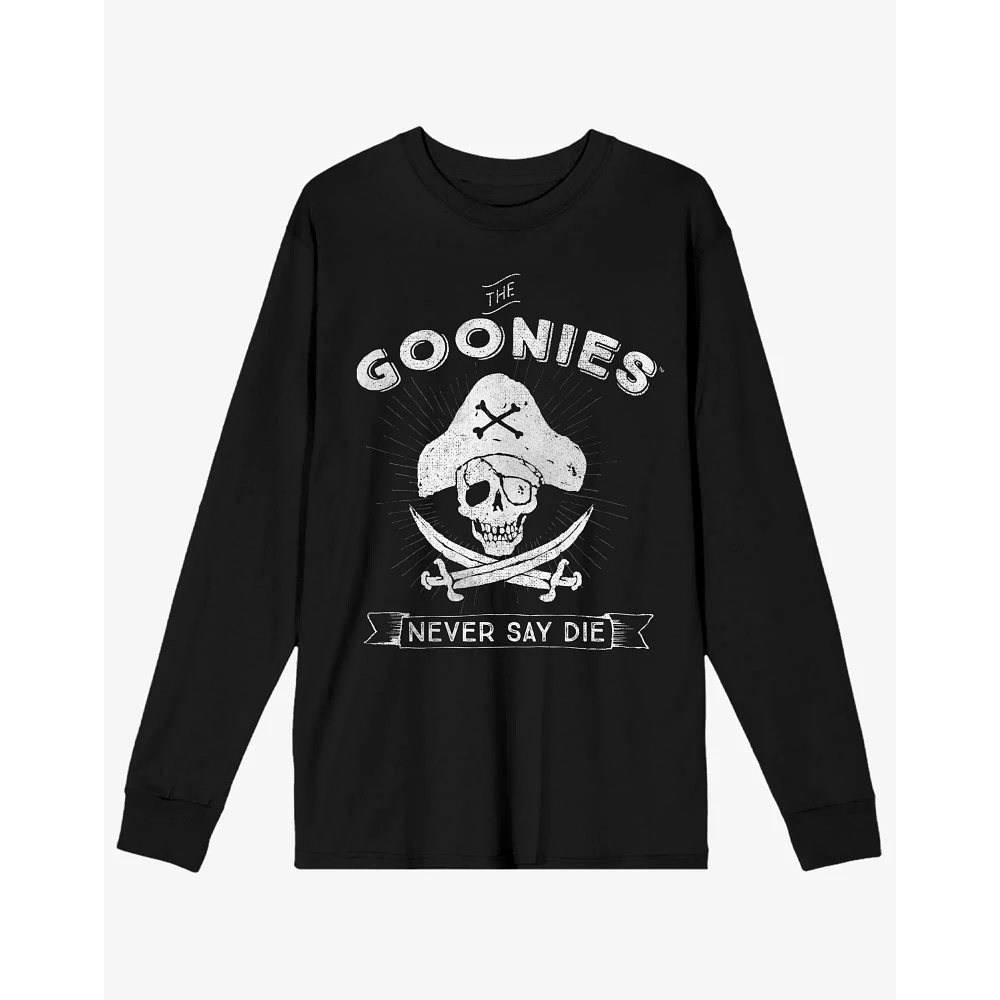 Never Say Die Skull and Crossbones T Shirt - The Goonies