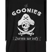 Never Say Die Skull and Crossbones T Shirt - The Goonies