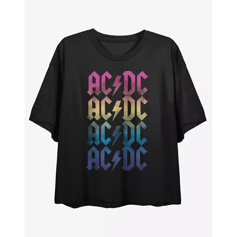 ACDC Rainbow Logo Cropped T Shirt