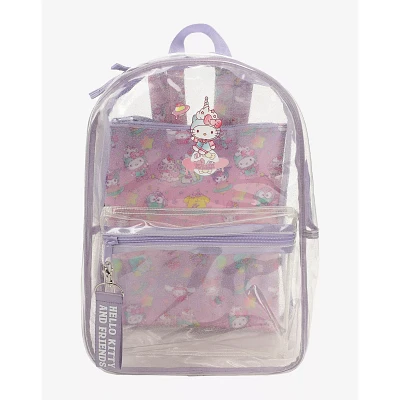 Clear Lavender Glitter Backpack - Hello Kitty & Friends