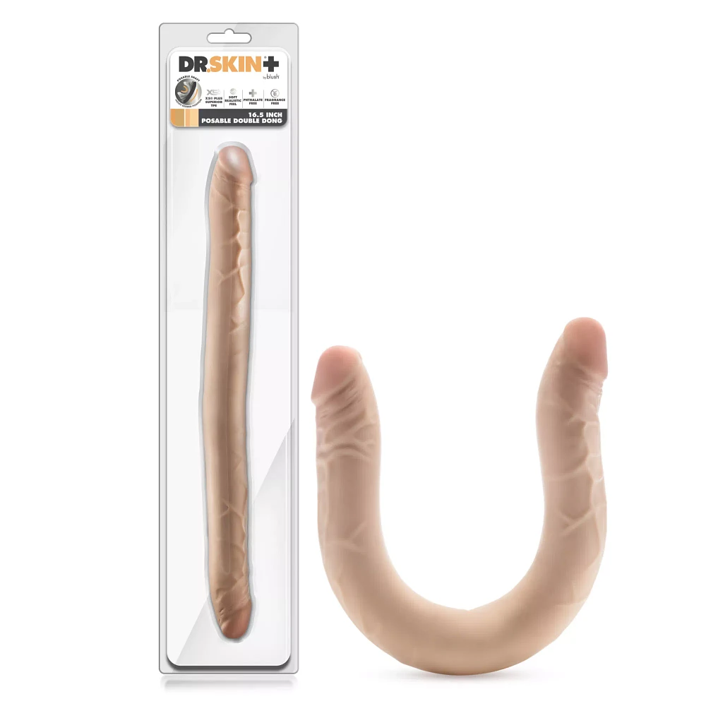Dr. Skin Posable Double Dong Dildo Beige