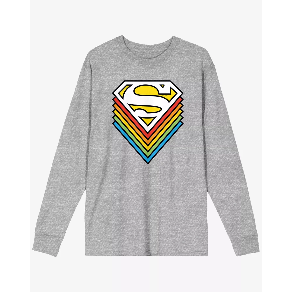 Rainbow Superman Logo Long Sleeve T Shirt
