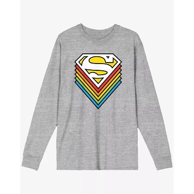 Rainbow Superman Logo Long Sleeve T Shirt