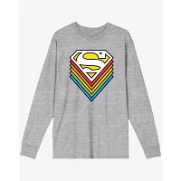 Rainbow Superman Logo Long Sleeve T Shirt