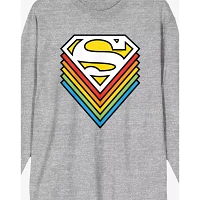 Rainbow Superman Logo Long Sleeve T Shirt