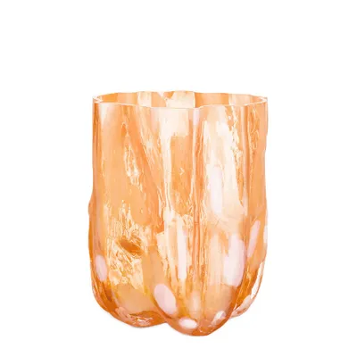 Kosta Boda Crackle Vase Tall Amber Flamingo