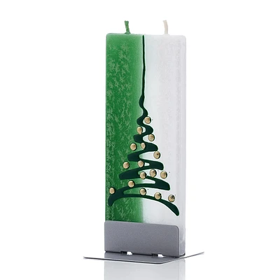 Flat Candle Christmas Tree, Green & White