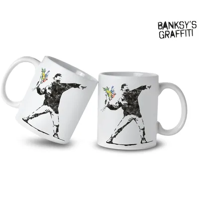 Banksy Ceramic Mug The Flower Thrower