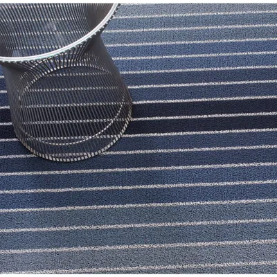 Chilewich Shag Block Stripe Floormat Denim