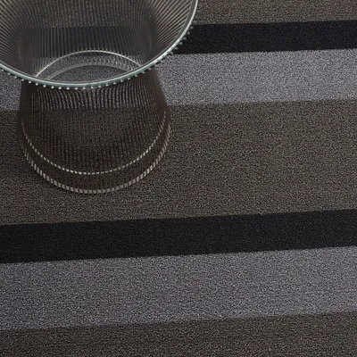 Chilewich Shag Bold Stripe Floormat Black/Silver