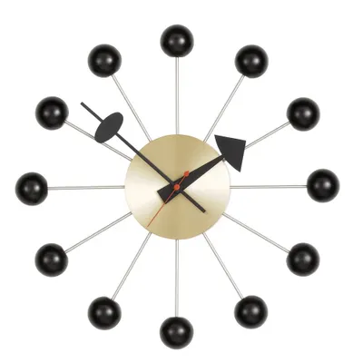 Vitra George Nelson Ball Clock Black and Brass 1948