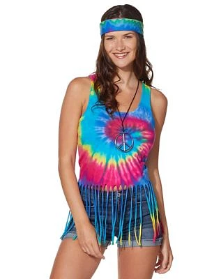 Tie Dye Fringe Tank Top