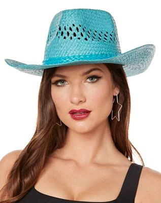 Blue Straw Cowboy Hat