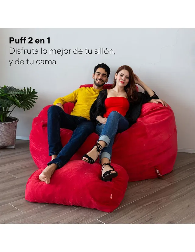 Sillón Puff Gamer Acabado Gamuza Color Rojo Puff Mx Puff Gamer Gamuza