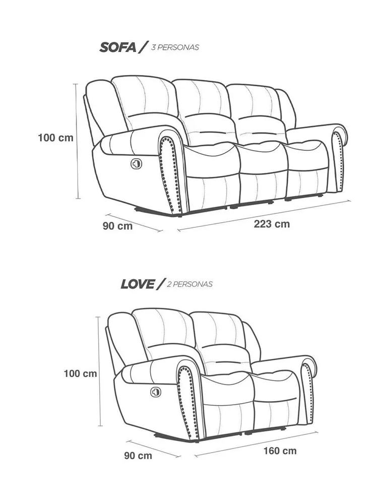 Set reclinable Confortopiel Magnus de piel y vinil