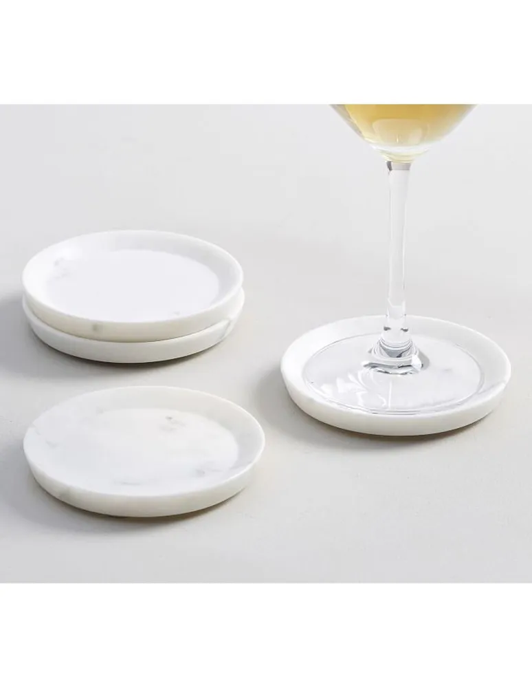 Set de portavasos White Marble Coaster de mármol 4 piezas