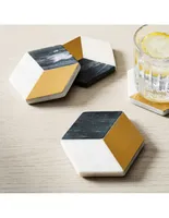 Set de portavasos Madison Marble Inlay de mármol 4 piezas