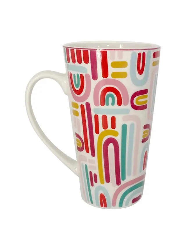  MINISO Taza de café de cerámica arcoíris con posavasos y asa,  tazas de café de porcelana de 3.8 onzas, taza de té de cerámica, tazas de  regalo novedosas para café, té