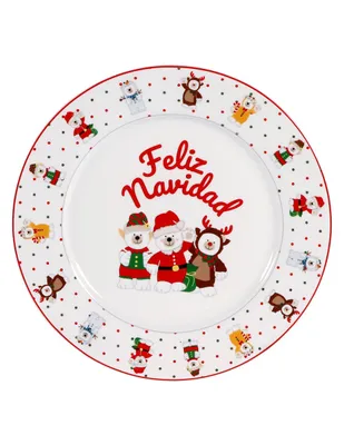 Plato para ensalada Haus Holidays Bolo Christmas de porcelana