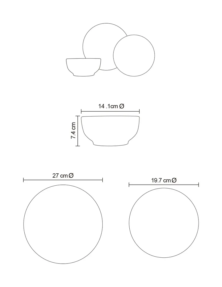 Vajilla cerrada Haus Inoa de porcelana 12 piezas