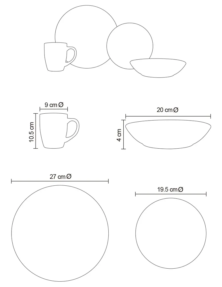 Vajilla cerrada Haus Kiro 16 piezas de porcelana