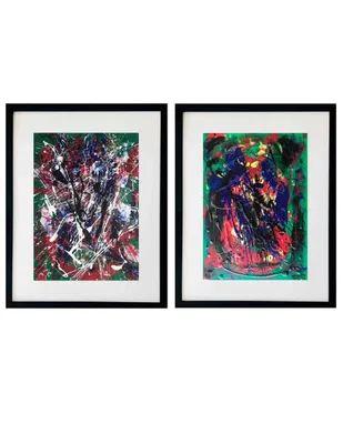 Colorido Set de dos pinturas únicas enmarcadas de Lune Art Gallery Colección Abstractos