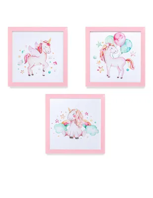 Set de 3 litografías Paspartú Frames Unicornio Pink