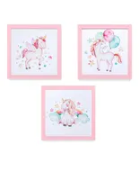 Set de 3 litografías Paspartú Frames Unicornio Pink