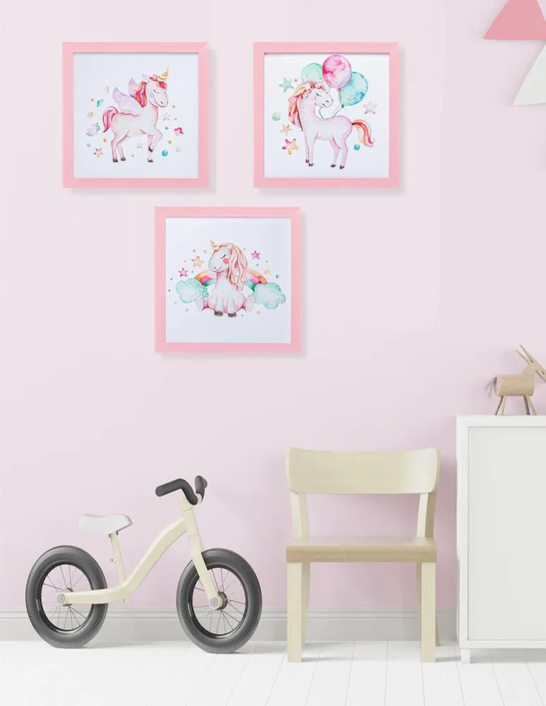 Set de 3 litografías Paspartú Frames Unicornio Pink