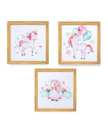 Set de 3 cuadros Paspartú Frames Unicornio