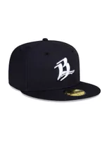 Gorra visera plana cerrada New Era Leobra Nvy White Logo Bravos de León para hombre