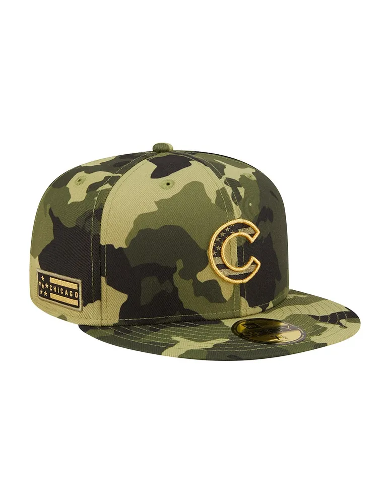 Gorra visera plana cerrada New Era Armed forces MLB Chicago Cubs para hombre