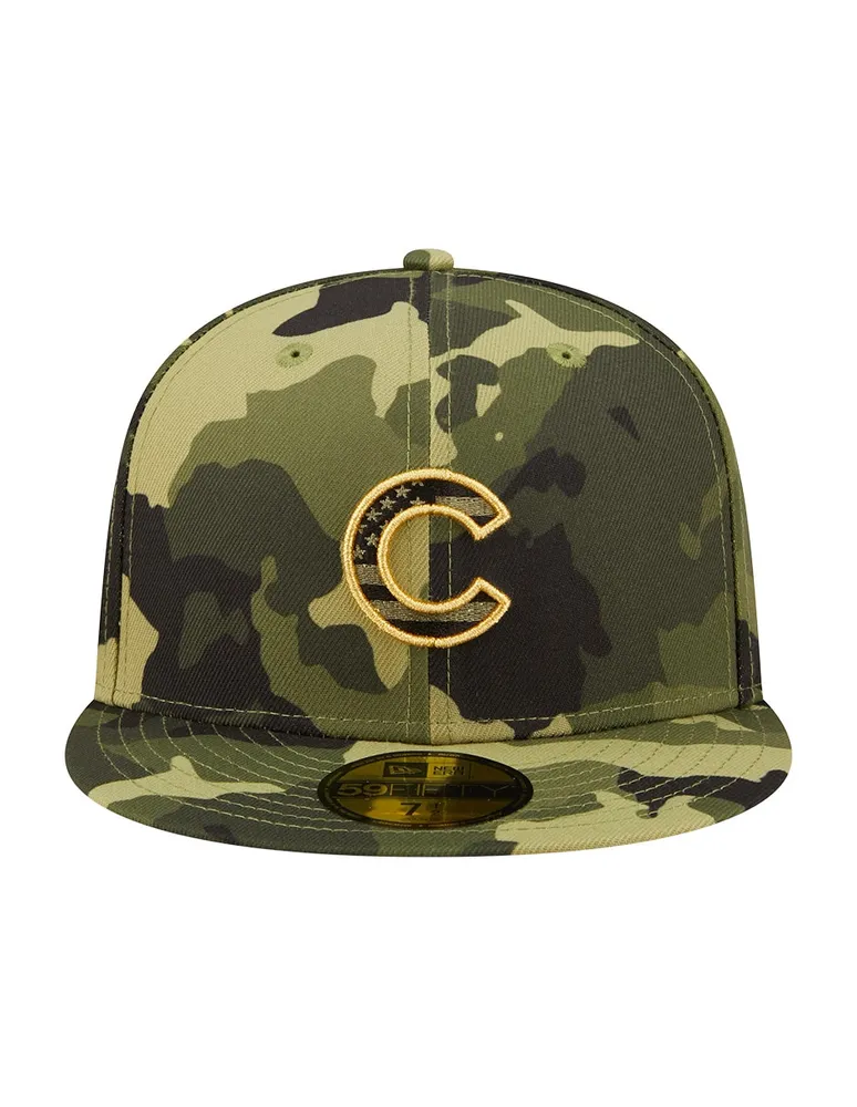 Gorra visera plana cerrada New Era Armed forces MLB Chicago Cubs para hombre