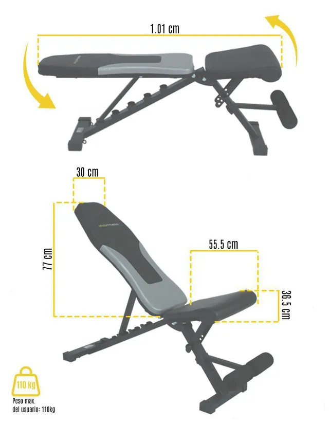 FUXION SPORTS Banca de Pesas para Pecho y Pierna HW402(A) con Soporte para  100 Kg Banco para Ejercicios Profesional para Gimnasio O Ejercicios En Casa  Desmontable Unisex Negro : : Deportes y