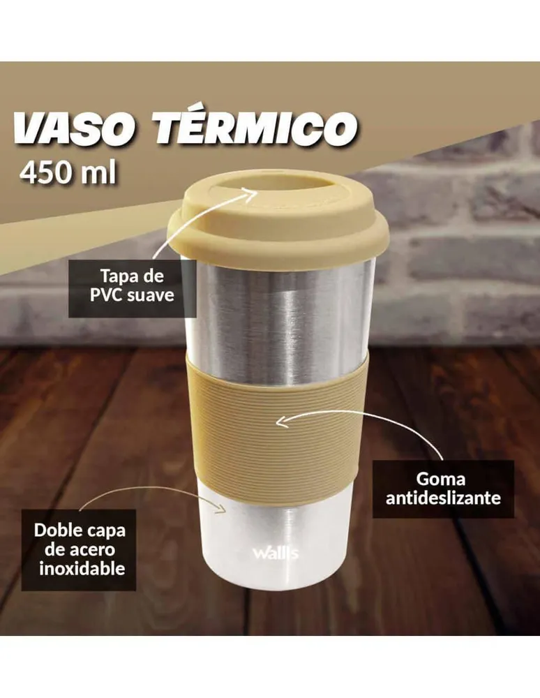 Vaso Wallis de acero inoxidable con tapa rosca 450 ml