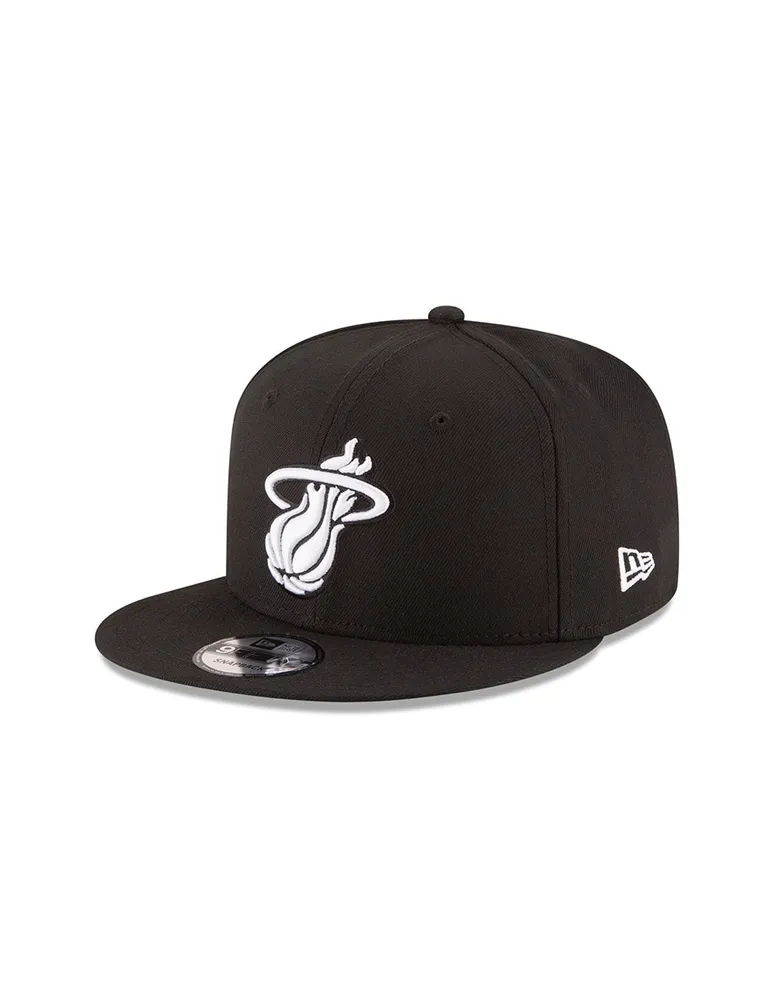 Gorra visera curva snapback New Era Basic 950 black & white collection NBA Heats para unisex