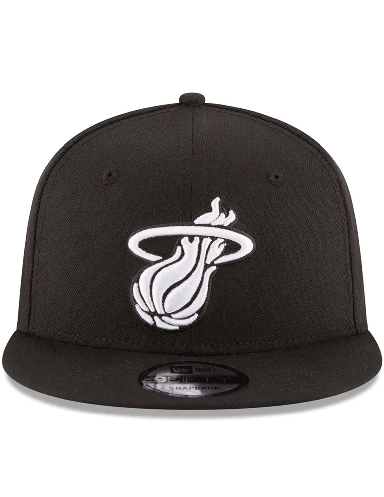 Gorra visera curva snapback New Era Basic 950 black & white collection NBA Heats para unisex