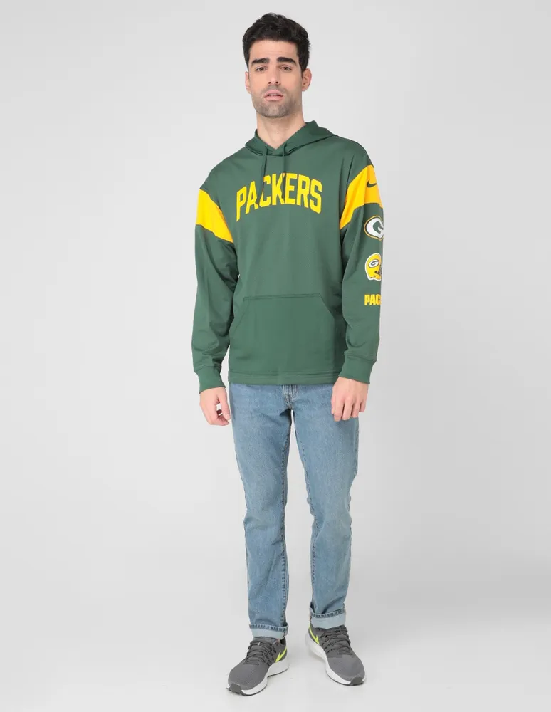 Sudadera Nike con capucha y bolsa estampado logo Green Bay Packers para hombre